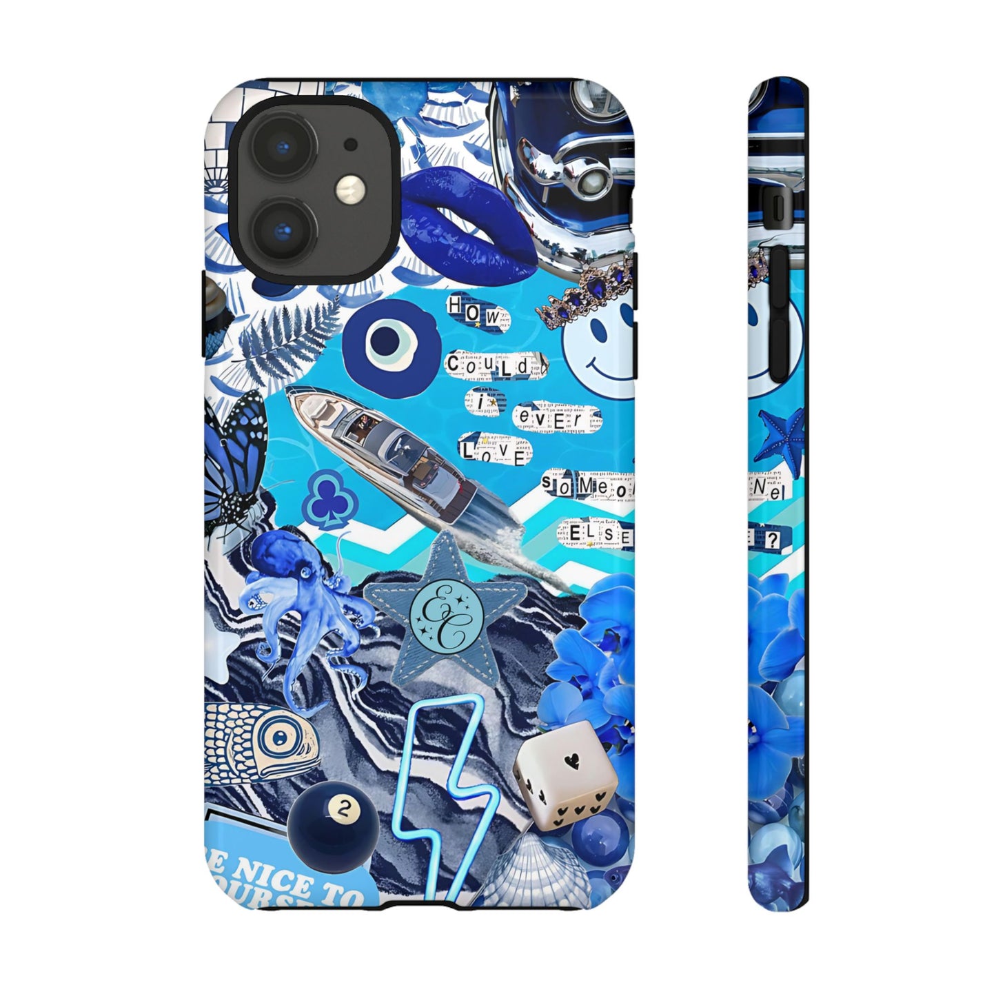 Eclectic Blue Collage Tough Phone Case