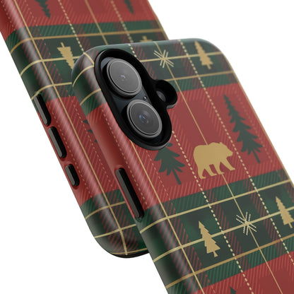 Christmas Bear Plaid Tough Phone Case