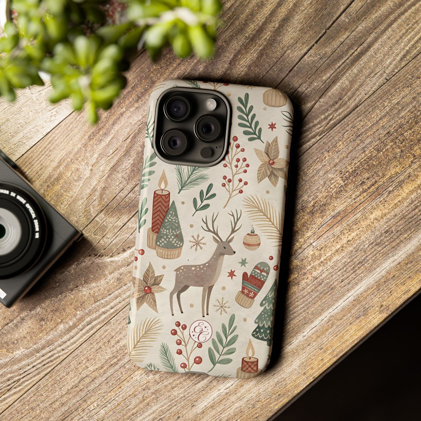 Rustic Christmas Reindeer Tough Phone Case