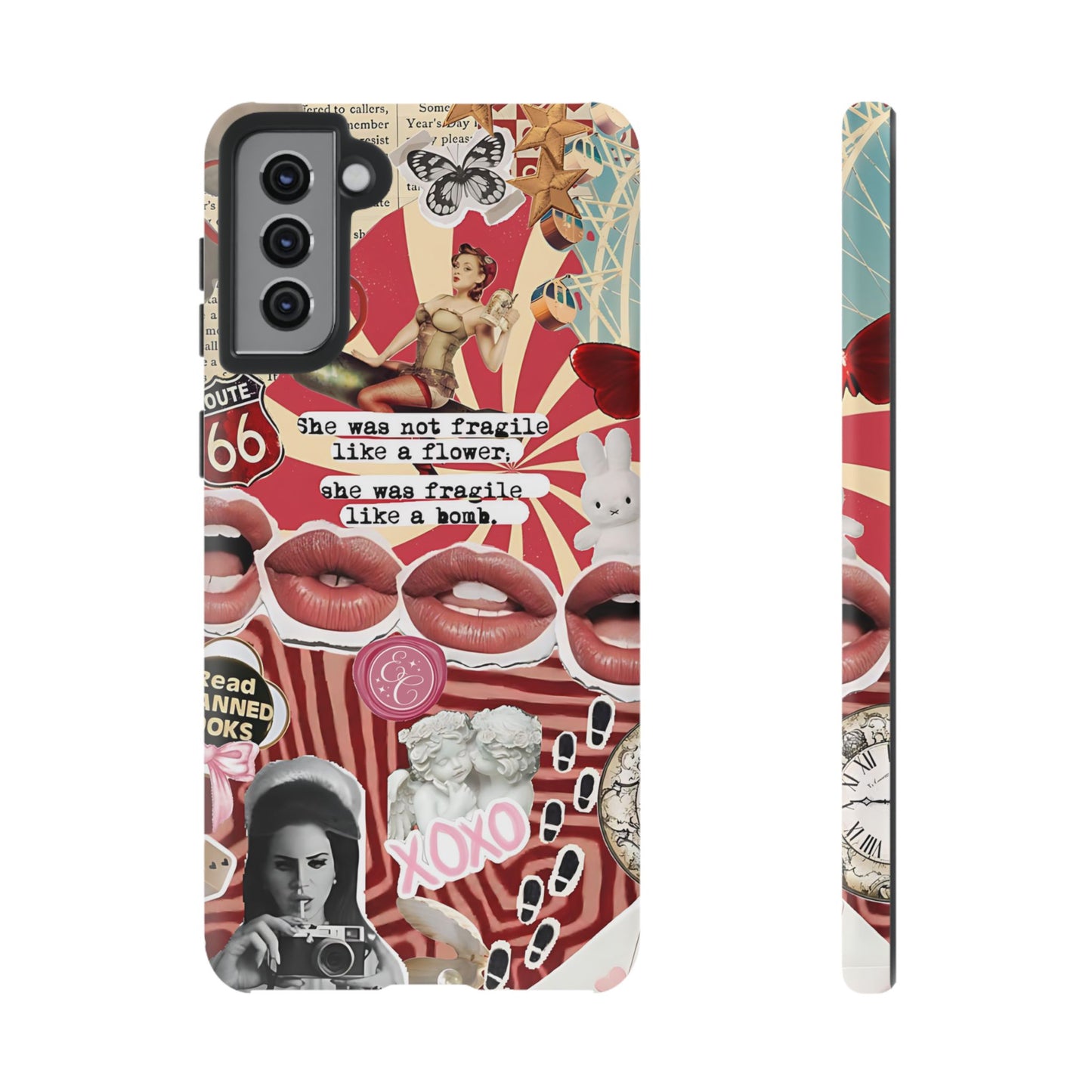 Feminine Aesthetic Retro Collage Tough Phone Case