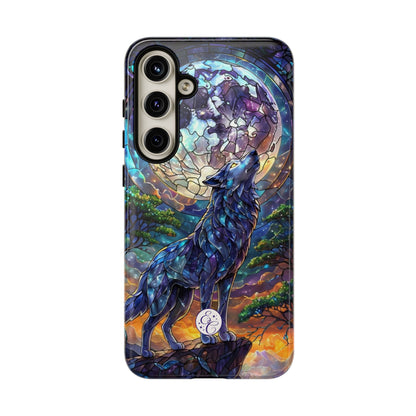 Moonlit Wolf Stained Glass Halloween Phone Case