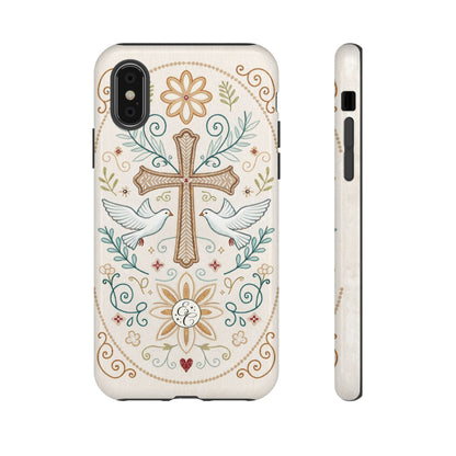 Christian Cross and Doves Tough Phone Case