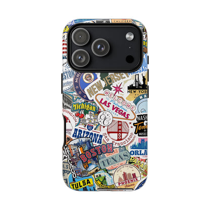 USA Travel Stickers Tough Phone Case