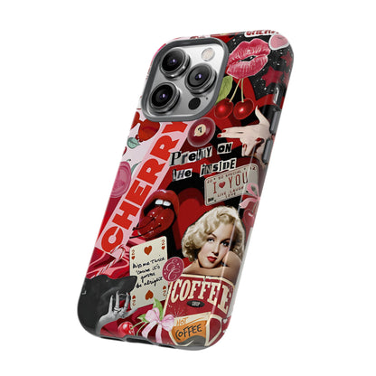 Cherry Theme Retro Collage Tough Phone Case