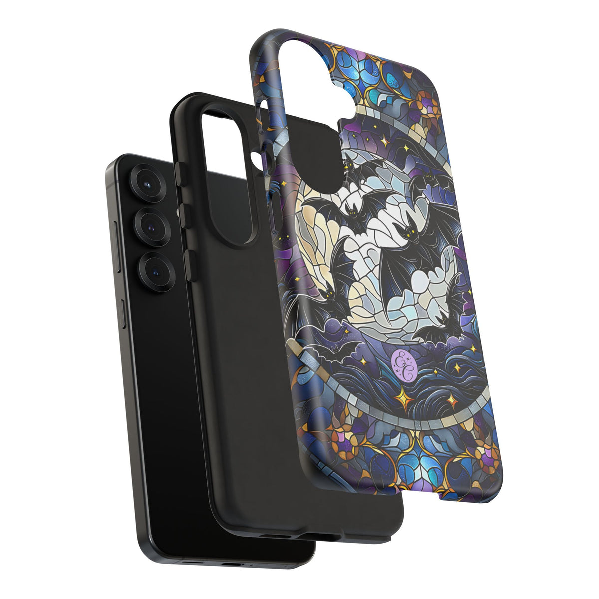 Midnight Bats Stained Glass Halloween Phone Case