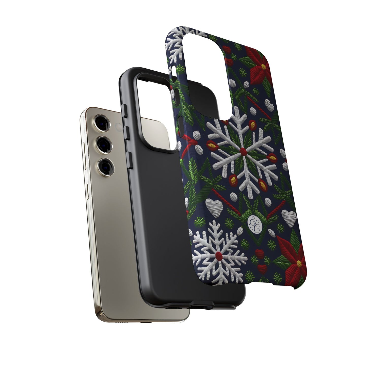 Snowflakes and Poinsettias Tough Phone Case