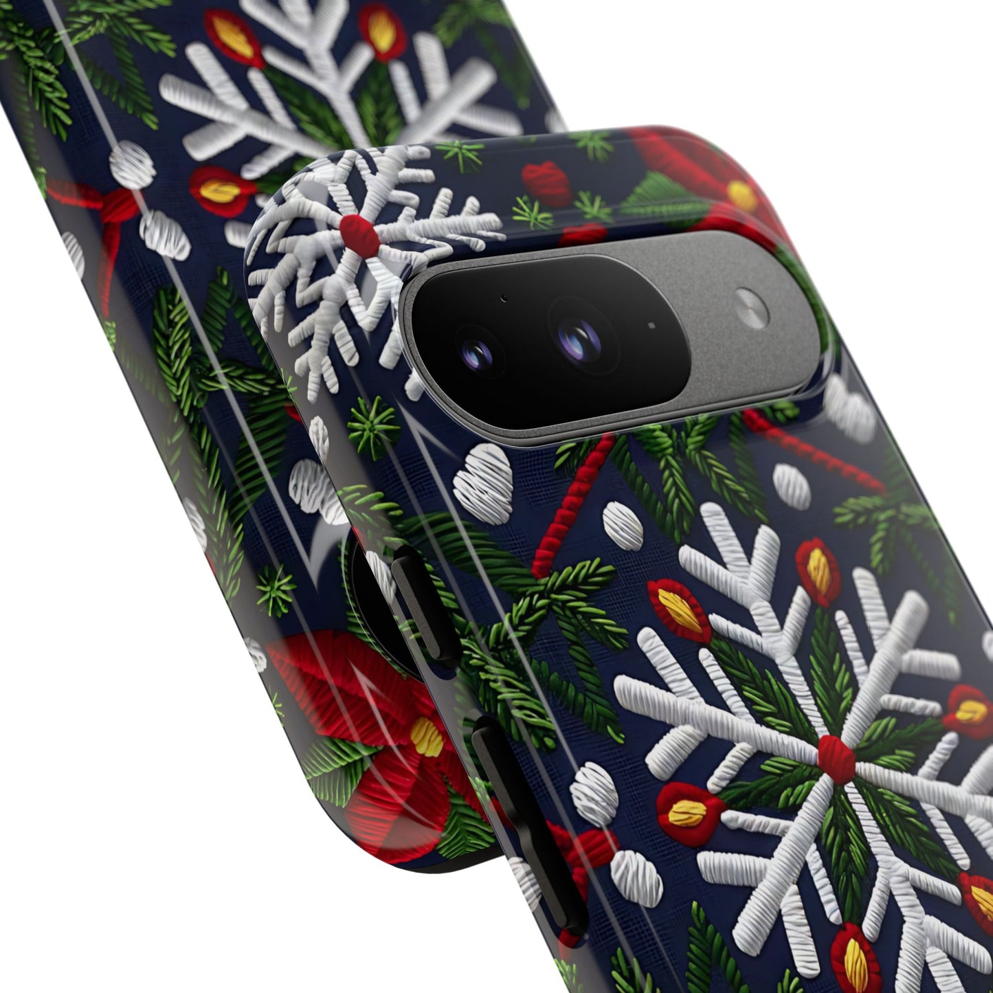 Snowflakes and Poinsettias Tough Phone Case