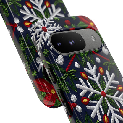 Snowflakes and Poinsettias Tough Phone Case