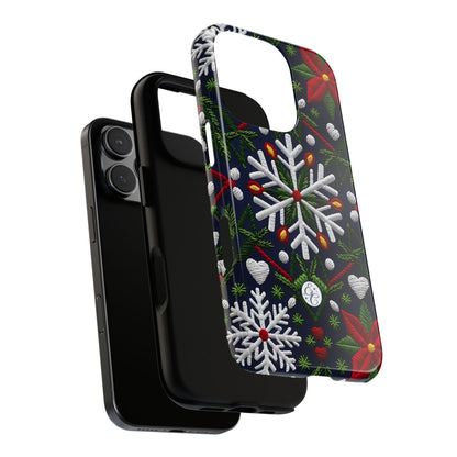 Snowflakes and Poinsettias Tough Phone Case