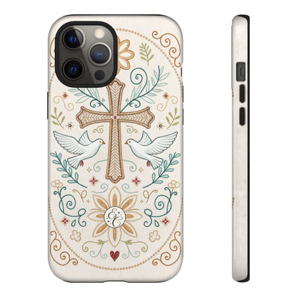 Christian Cross and Doves Tough Phone Case