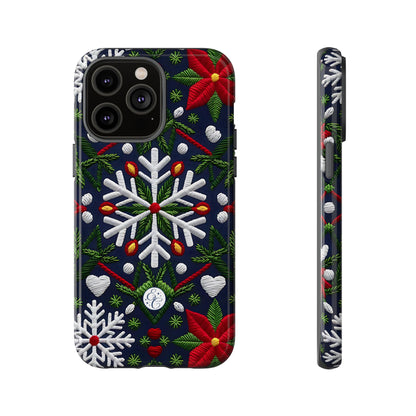 Snowflakes and Poinsettias Tough Phone Case