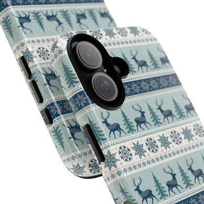 Blue Winter Reindeer Tough Phone Case