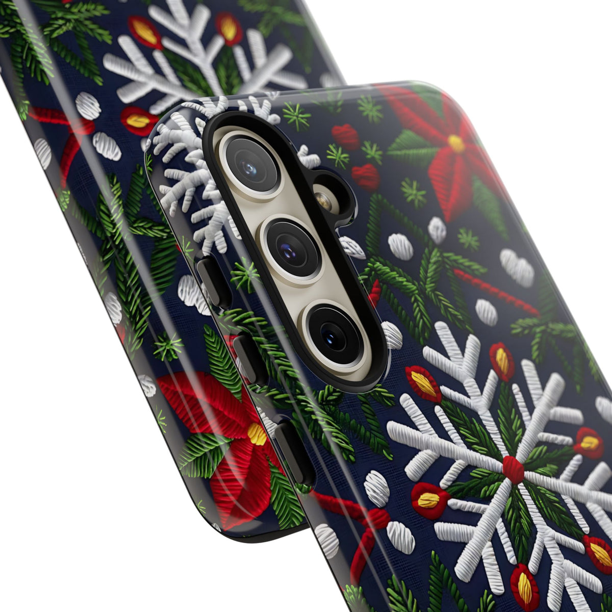 Snowflakes and Poinsettias Phone Case