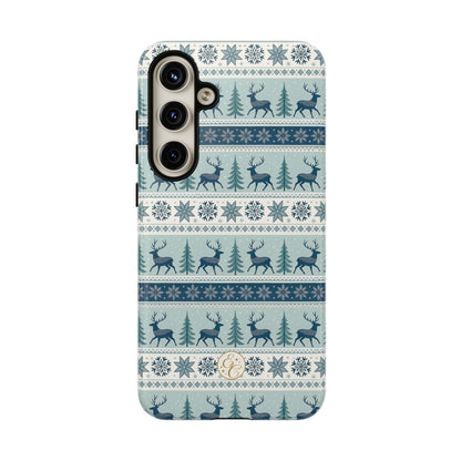 Blue Winter Reindeer Tough Phone Case