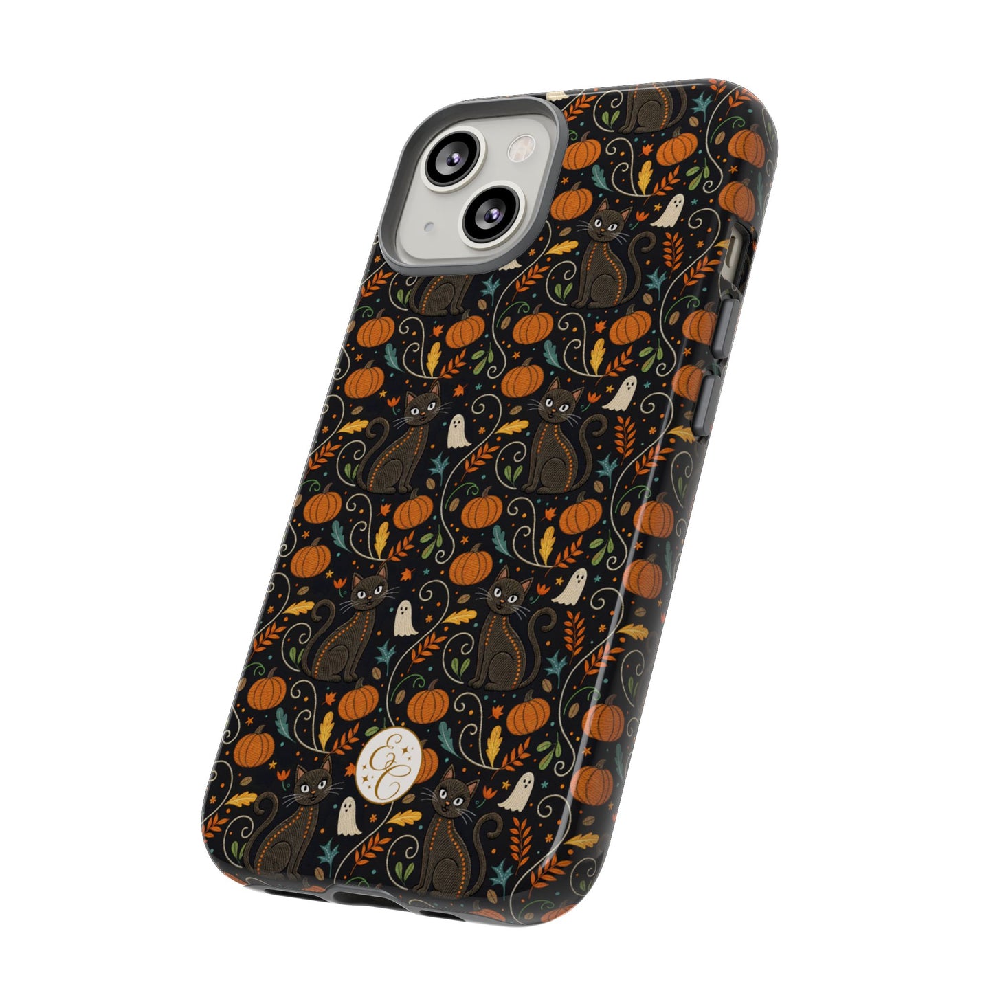 Boho Halloween Black Cat Pattern Tough Phone Case