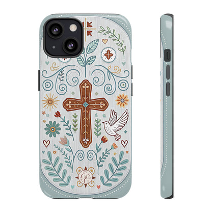 Christian Cross Floral Tough Phone Case