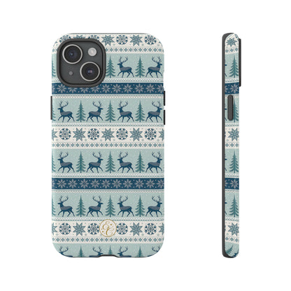 Blue Winter Reindeer Tough Phone Case