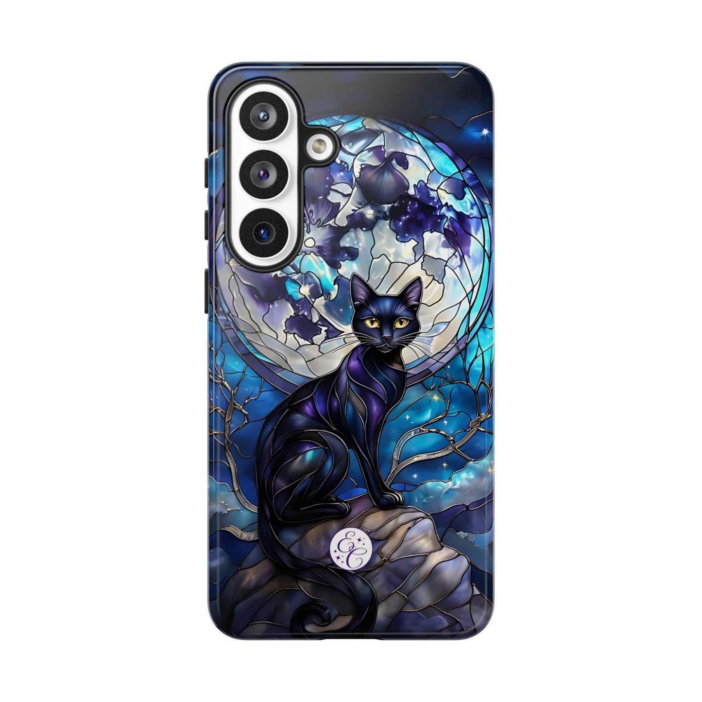 Stained Glass Black Cat Tough Phone Case