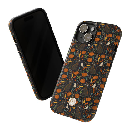 Boho Halloween Black Cat Pattern Tough Phone Case