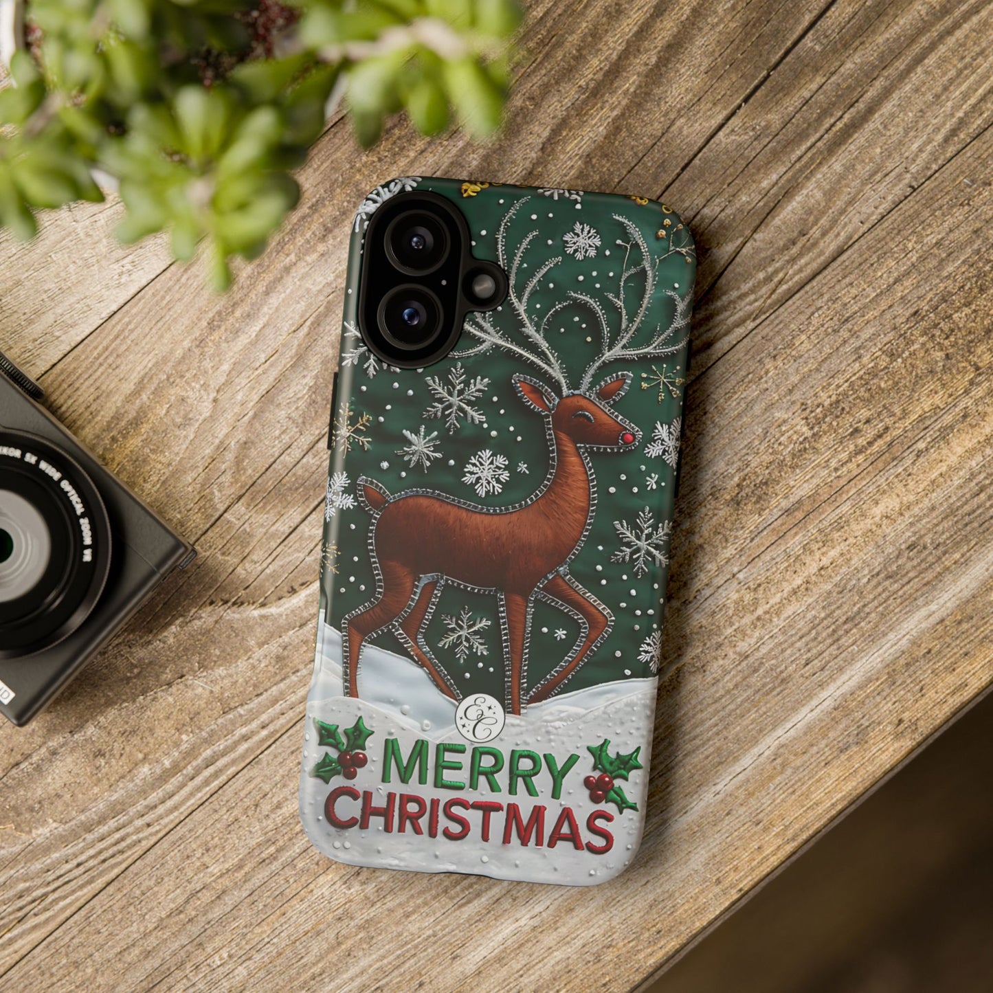 Merry Christmas Reindeer Tough Phone Case