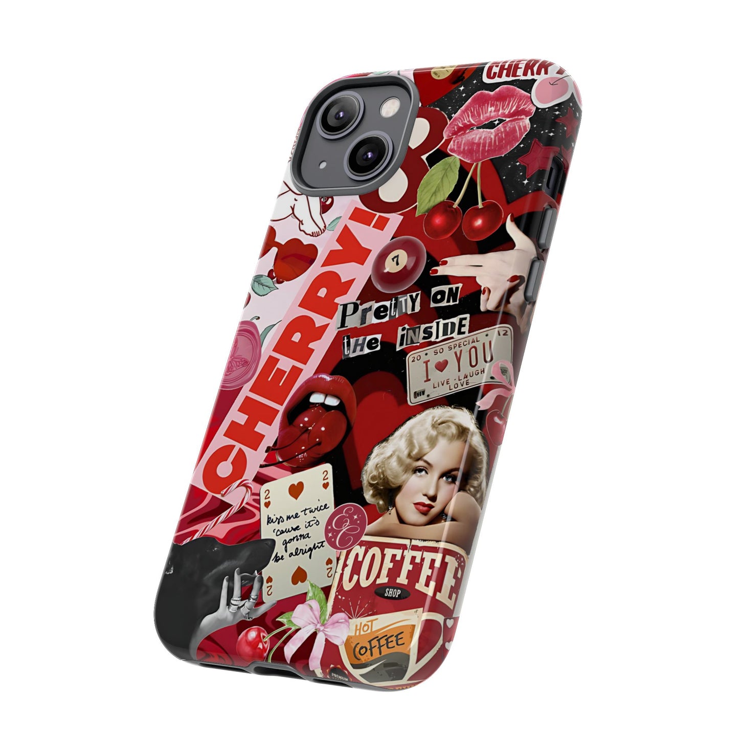 Cherry Theme Retro Collage Tough Phone Case