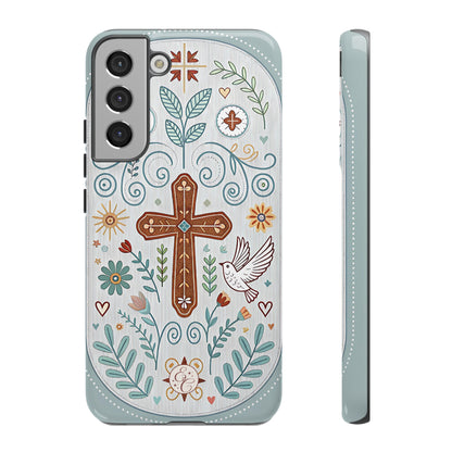Christian Cross Floral Tough Phone Case