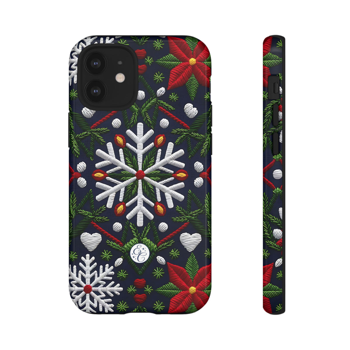 Snowflakes and Poinsettias Phone Case