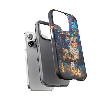 Cute Reindeer Stained Glass Tough Phone Case