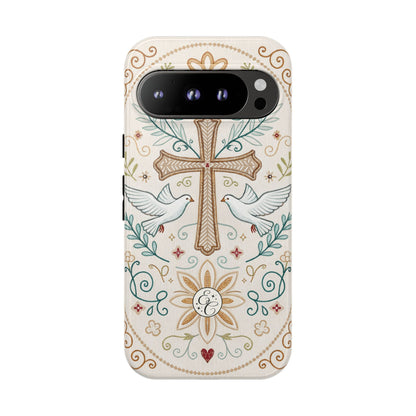 Christian Cross and Doves Tough Phone Case