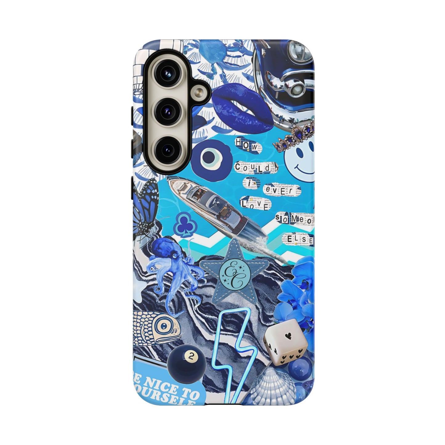 Eclectic Blue Collage Tough Phone Case