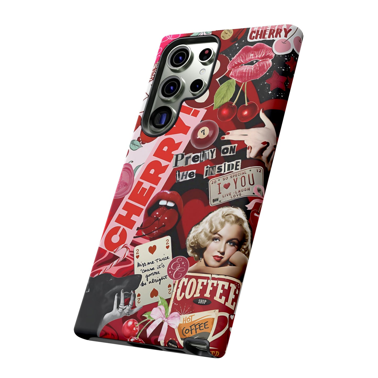 Cherry Theme Retro Collage Tough Phone Case