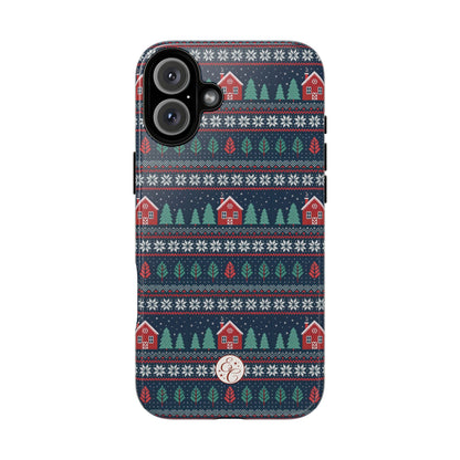 Winter Cottage Pattern Tough Phone Case