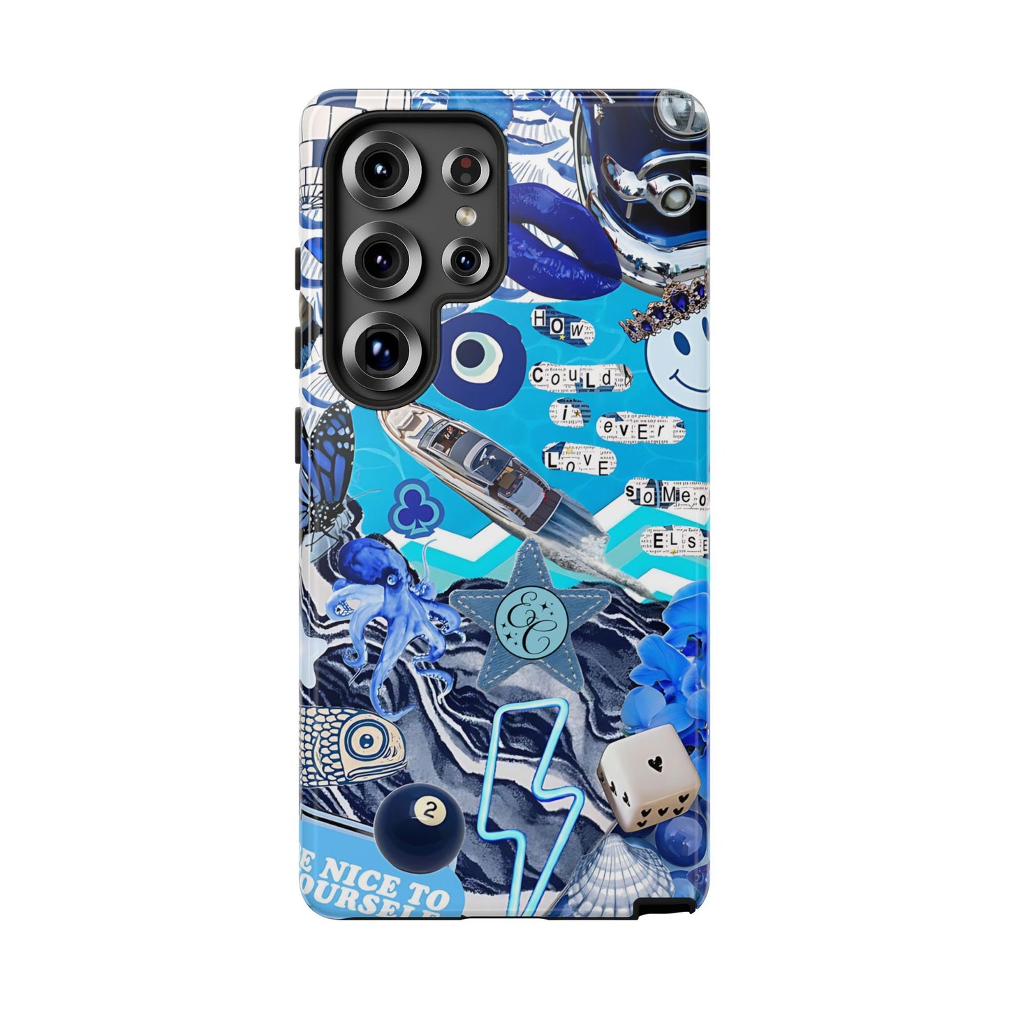 Eclectic Blue Collage Tough Phone Case