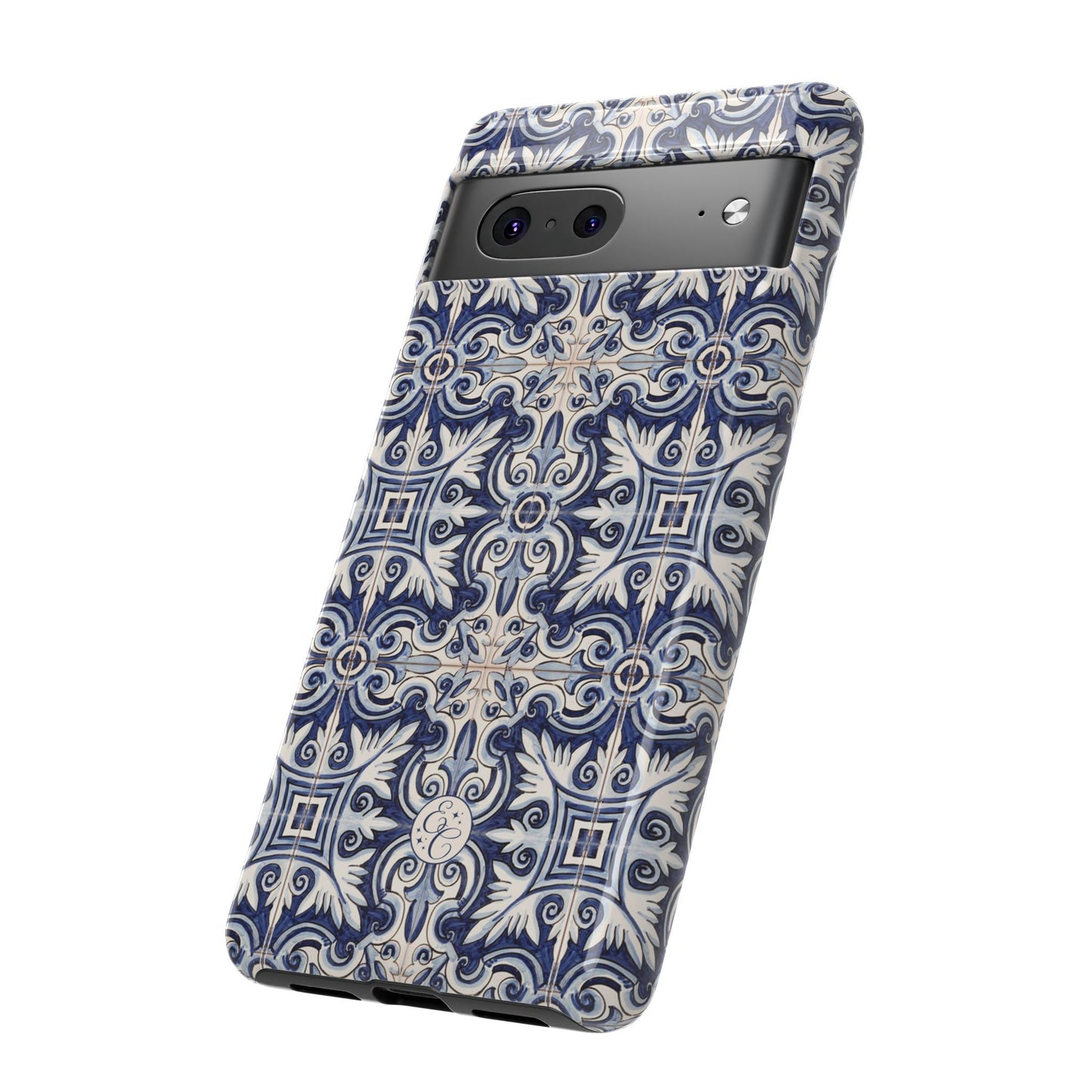 Mediterranean Floral Ceramic Pattern Tough Phone Case