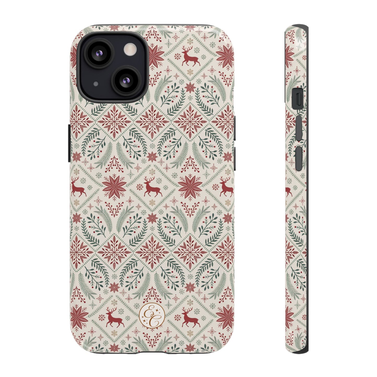 Red Reindeer Christmas Pattern Tough Phone Case