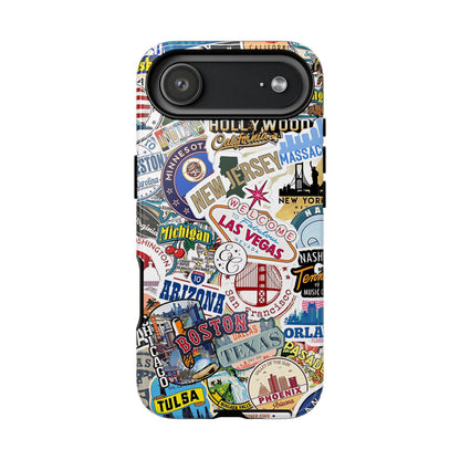 USA Travel Stickers Tough Phone Case