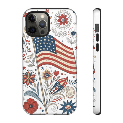 Boho USA Flag Floral Tough Phone Case