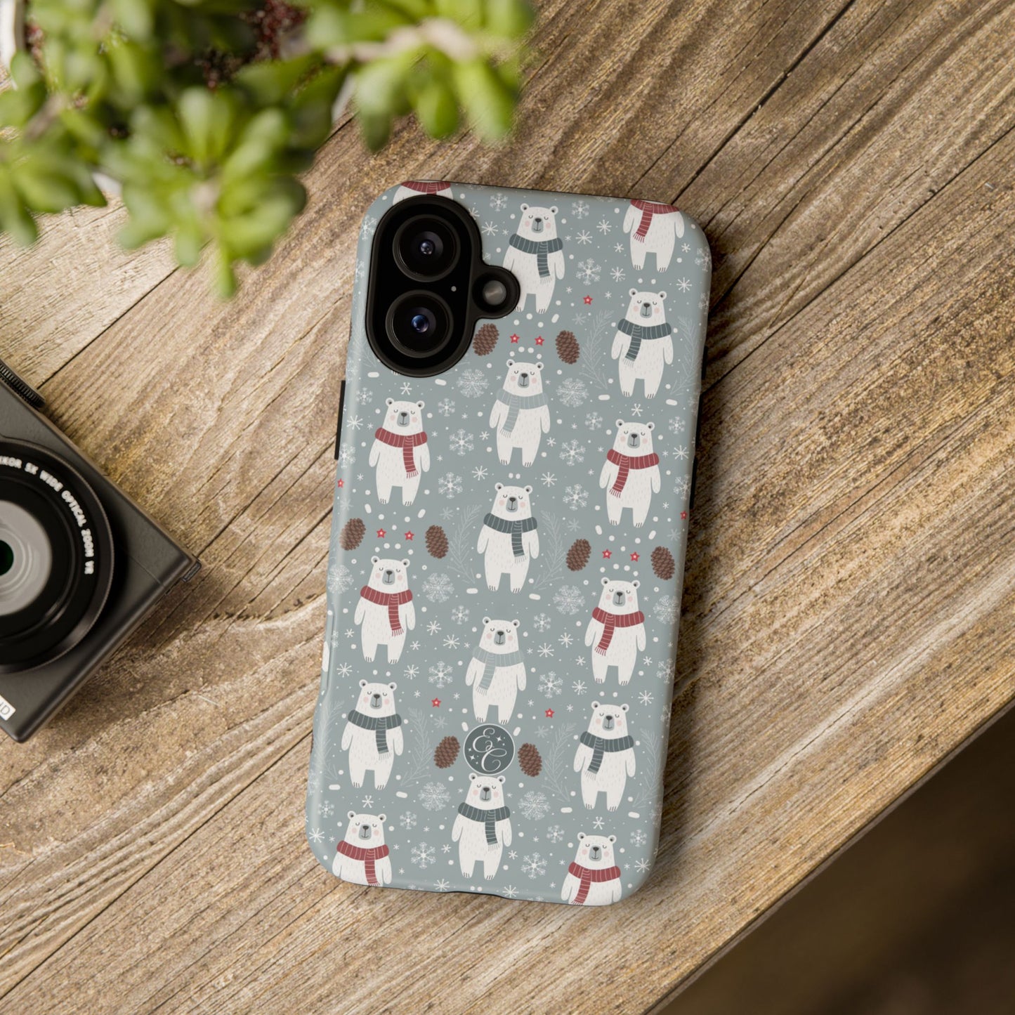 Cute Polar Bear Pattern Tough Phone Case