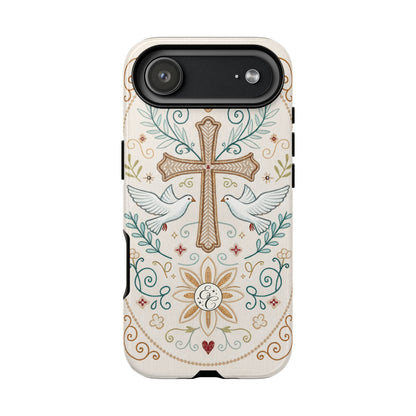 Christian Cross and Doves Tough Phone Case