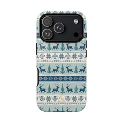 Blue Winter Reindeer Tough Phone Case