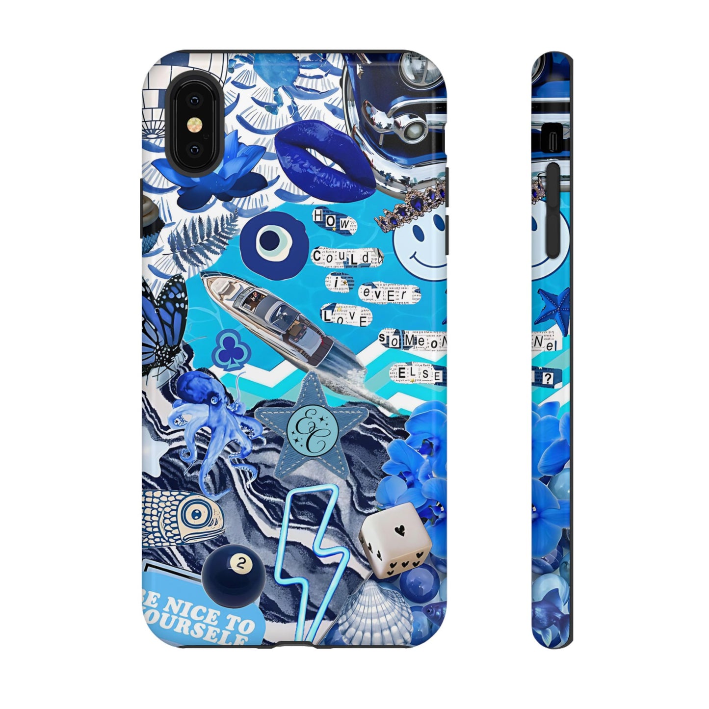 Eclectic Blue Collage Tough Phone Case