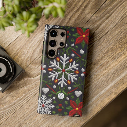 Snowflakes and Poinsettias Tough Phone Case