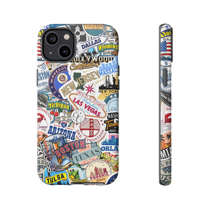 USA Travel Stickers Tough Phone Case