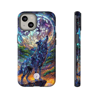 Moonlit Wolf Stained Glass Halloween Phone Case