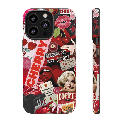 Cherry Theme Retro Collage Tough Phone Case