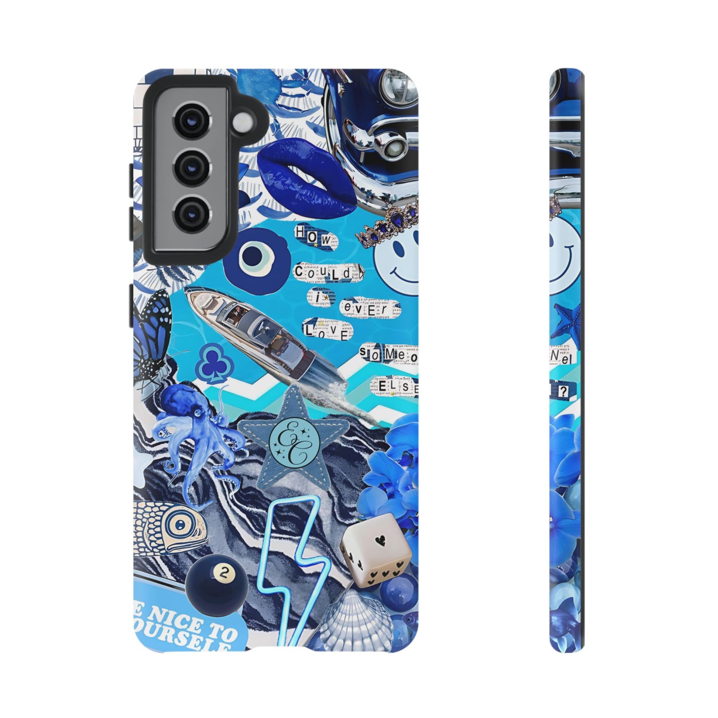 Eclectic Blue Collage Tough Phone Case