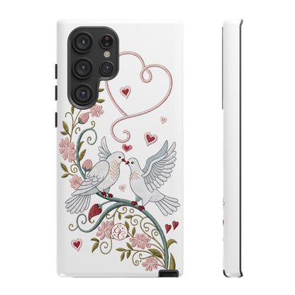 Romantic Love Birds Embroidery Tough Phone Case