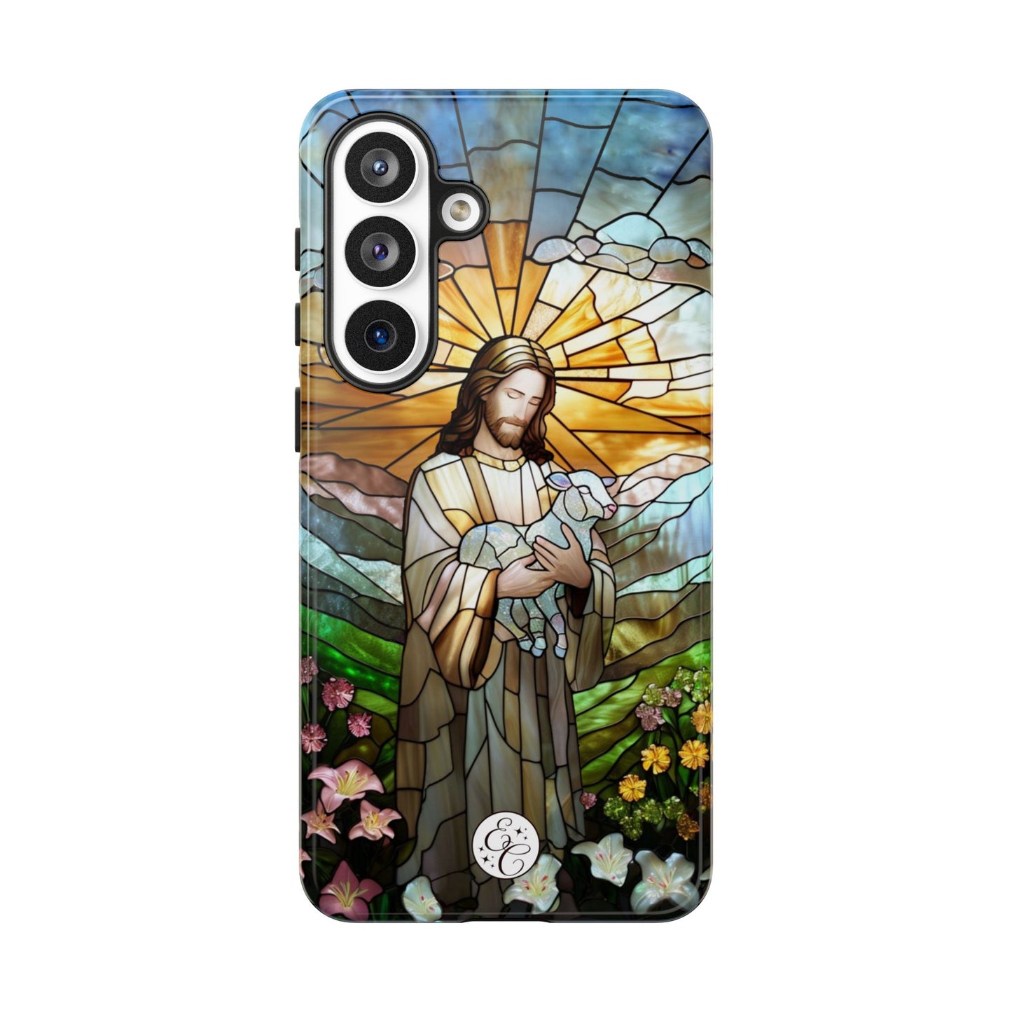 Jesus Holding a Lamb Stained Glass Tough Phone Case