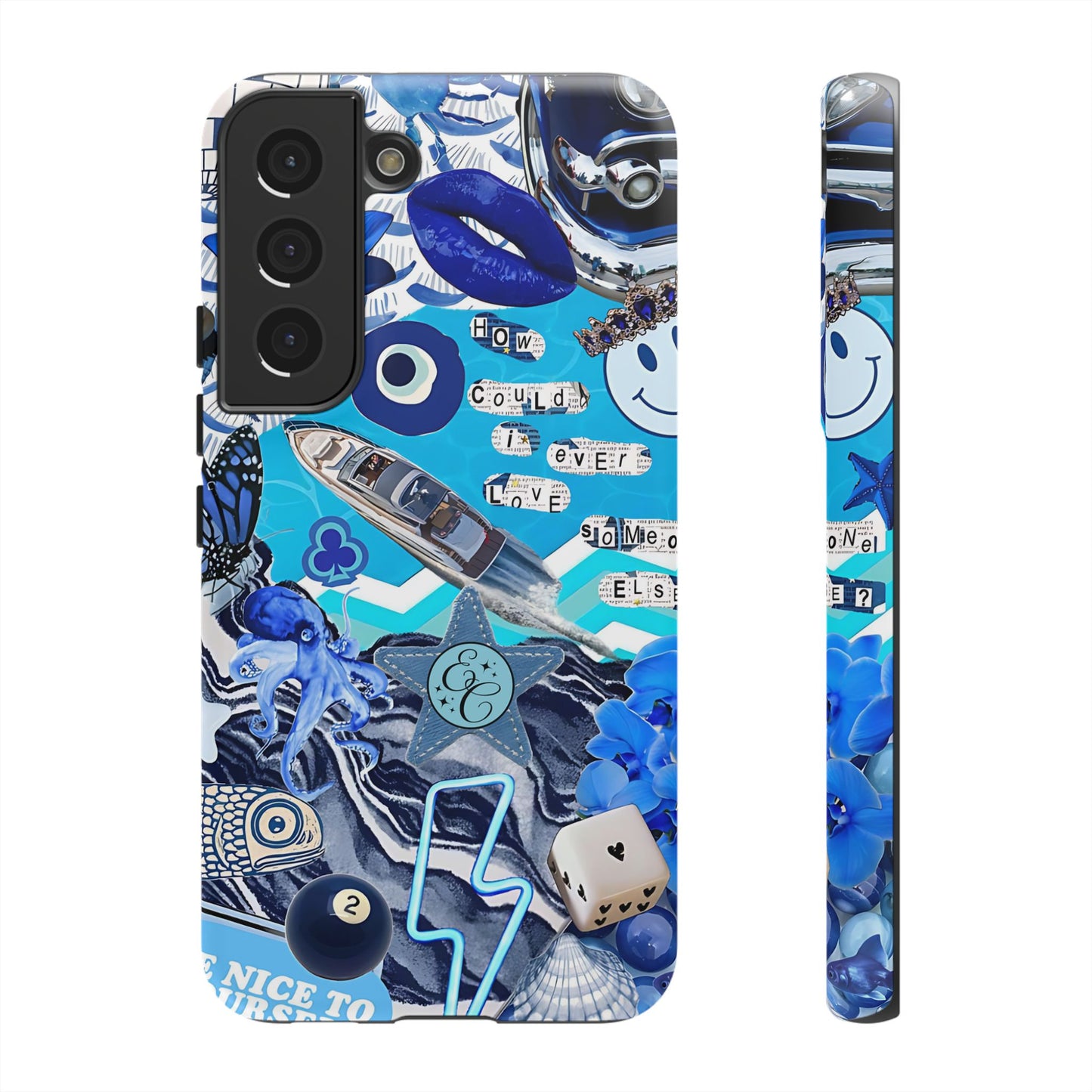 Eclectic Blue Collage Tough Phone Case