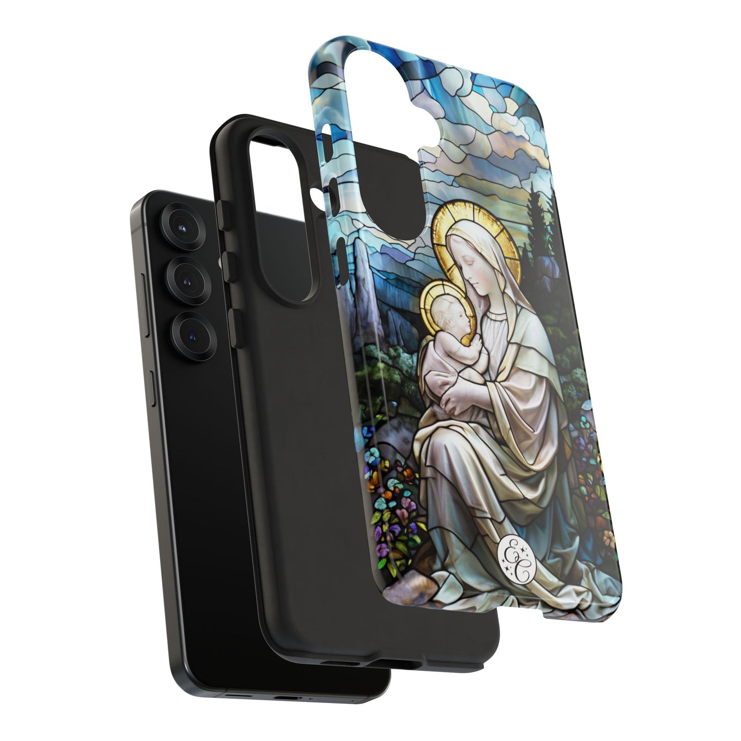 Virgin Mary with Baby Jesus Stained Glass Tough Phone Case